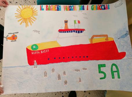 Nave rompighiaccio Laura Bassi - disegno realizzato dagli studenti della quinta A e quinta E scuola primaria Bagnera di Bagheria (Pa)  